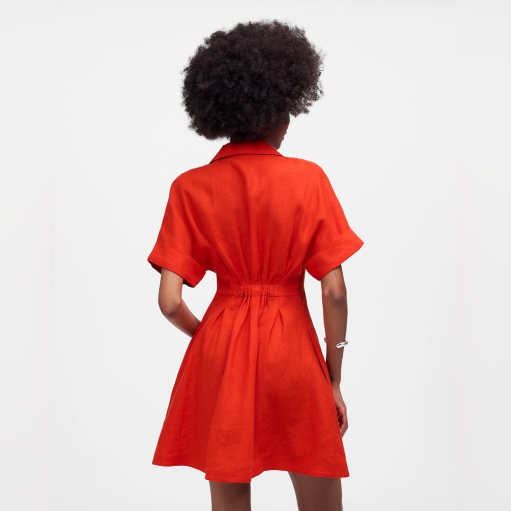NWT Madewell Pleated Mini Shirtdress in 100% Linen - Picture 5 of 6